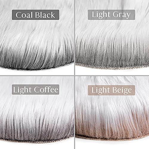 Ashler Home Deco Ashler faux fur rug, Fluffy Shaggy Area Rug Ultra Soft 3 x 5 Feet Rectangle Fur Rug Frosted Bottom Gray Fuzzy Rug Machine Washable Shag Rug, Nursery Decor Throw Rugs for Bedroom, Living Room - Image 4