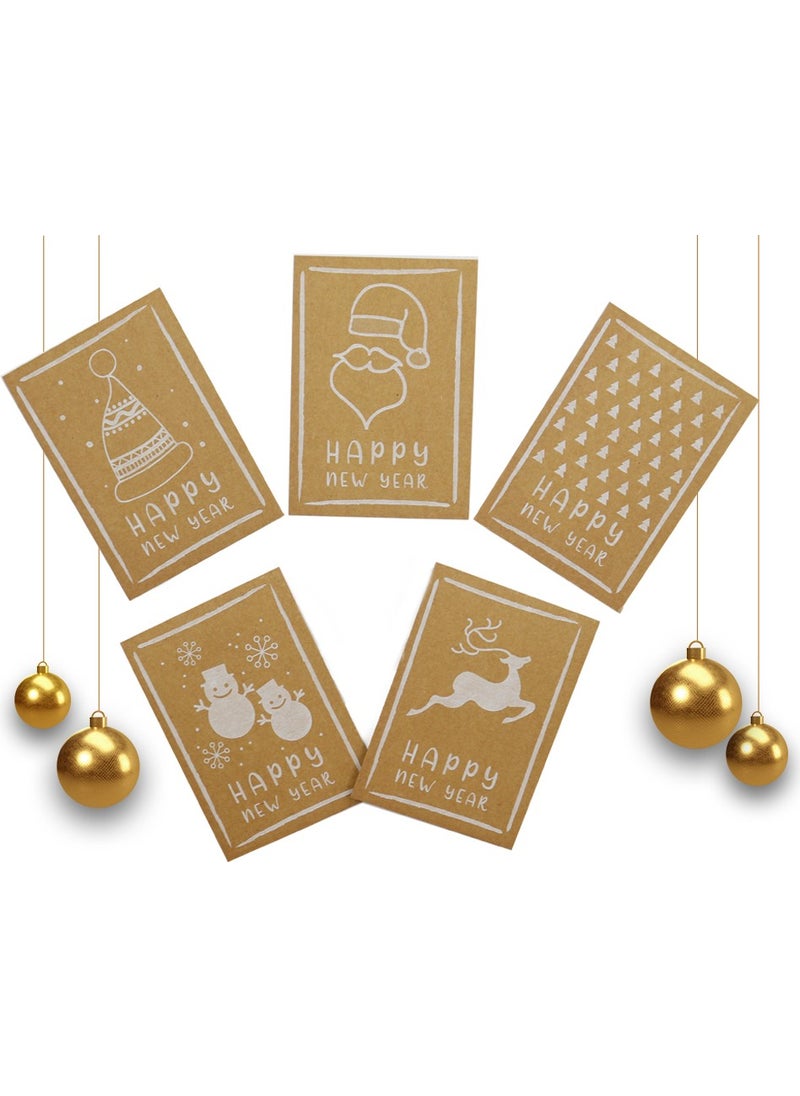 Repro Design 10X14 cm New Year Themed 5 Pieces Greeting Card Model-3 Happy New Year  - Image 1