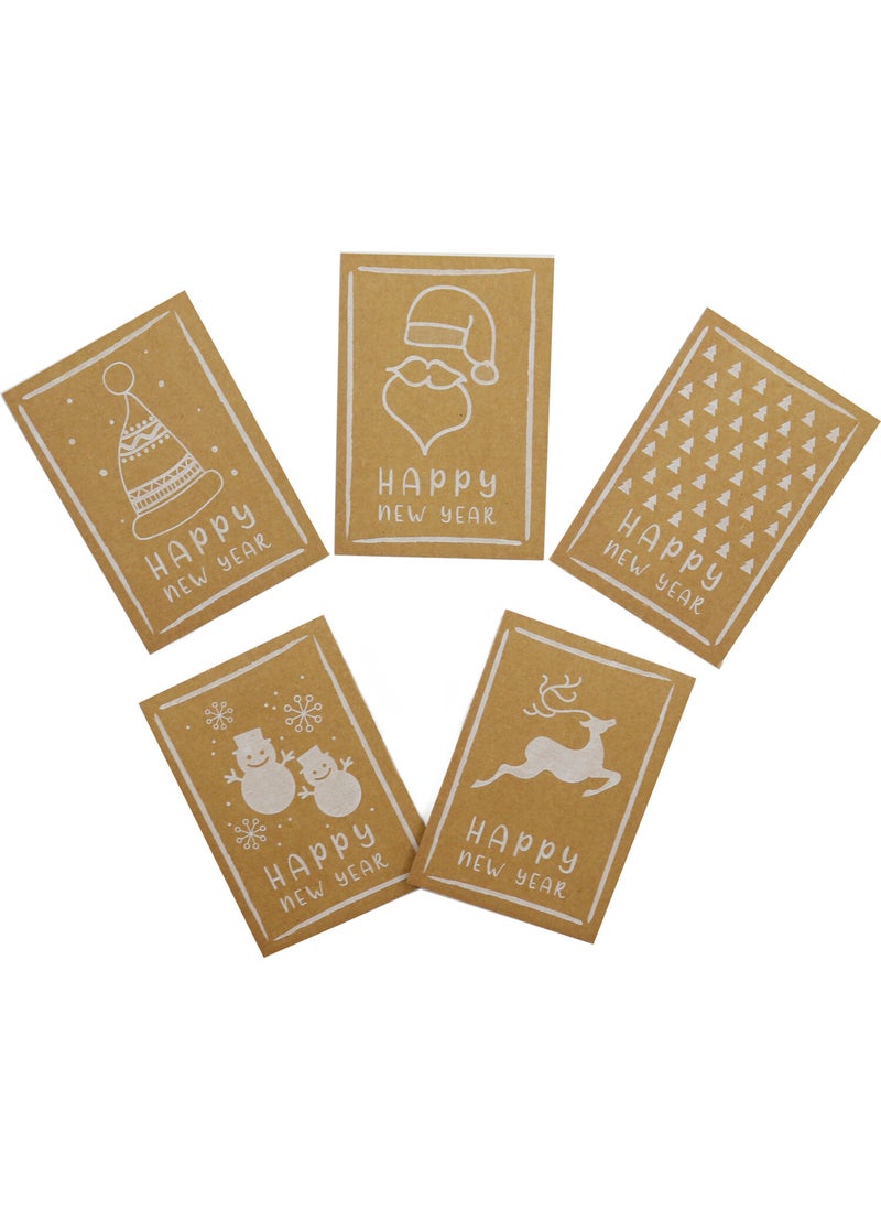 Repro Design 10X14 cm New Year Themed 5 Pieces Greeting Card Model-3 Happy New Year  - Image 5