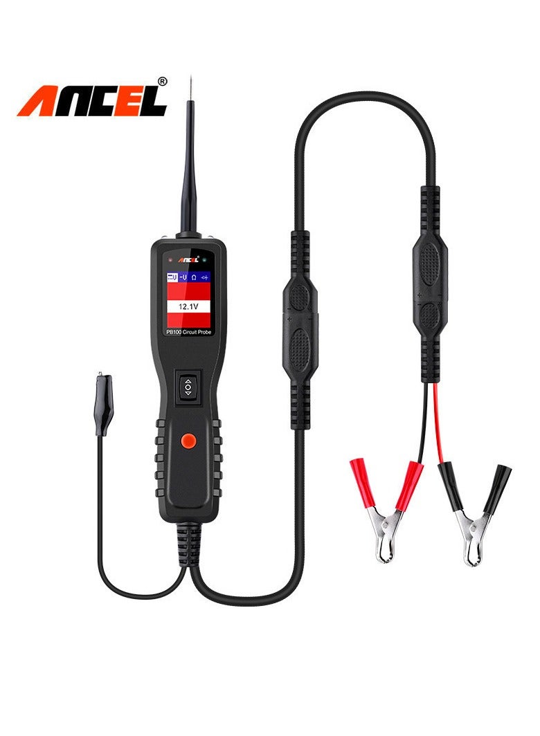Ancel PB100 Automotive Circuit r Power Probe Kit Diagnostic Test Tool Vehicle Electrical System Current Voltage Resistance Diodes Detector with LCD Screen Flashlight for 12V to 24V - Black - Image 2