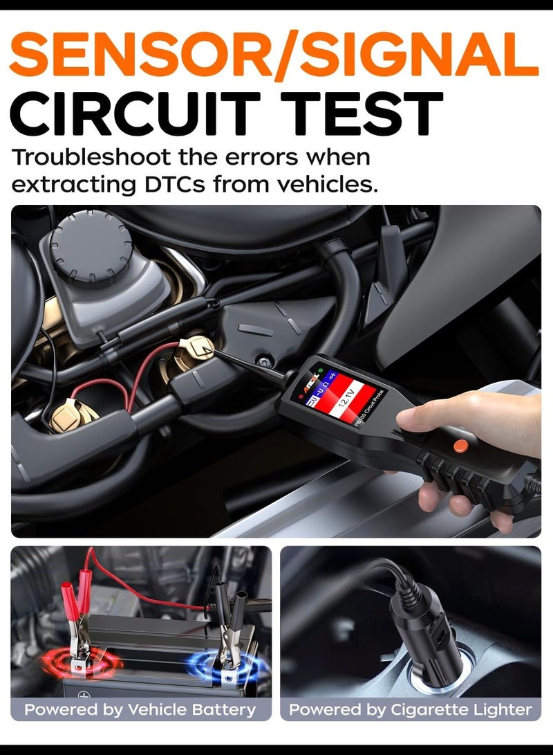 Ancel PB100 Automotive Circuit r Power Probe Kit Diagnostic Test Tool Vehicle Electrical System Current Voltage Resistance Diodes Detector with LCD Screen Flashlight for 12V to 24V - Black - Image 3