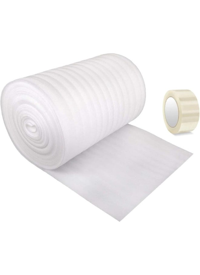 Biella - Cushioning Pu Foam Sheet Roll White Pu Wrapping For Packaging Fragile Items, Shipping, Mailing, Packing And Moving Supplies (2 METER & 1PCS CLEAR TAPE) - Image 1