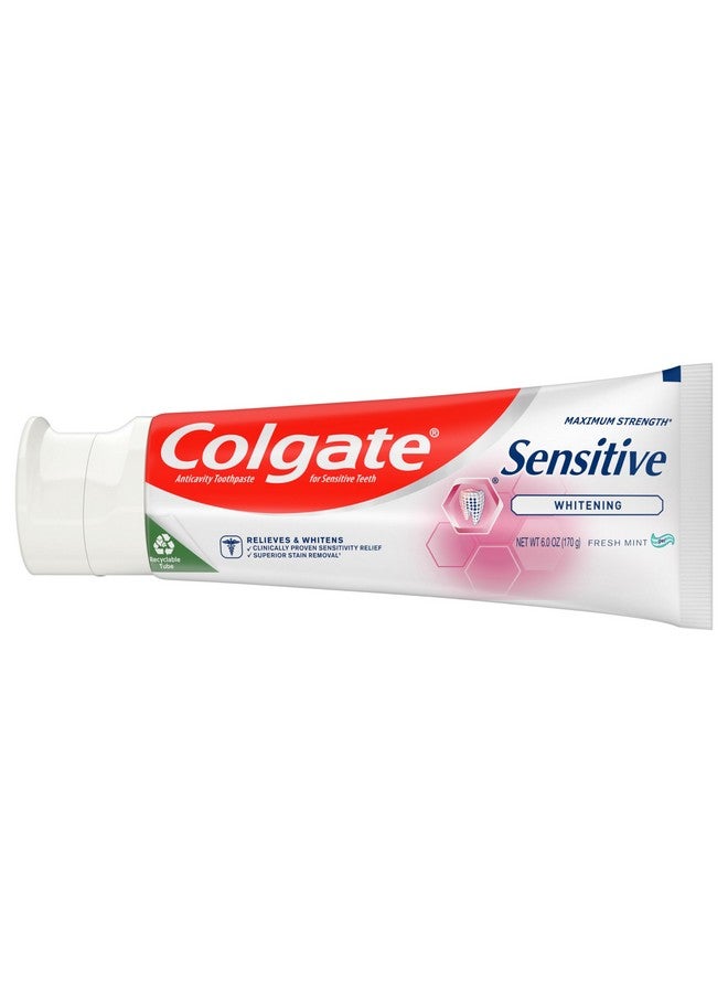 كولجيت معجون أسنان كولجيت لتبييض الأسنان الحساسة، وإصلاح مينا الأسنان وحماية الأسنان من التسوس، جل بنكهة النعناع المنعش، 6 أونصة (عبوة من 3 قطع) - Image 2