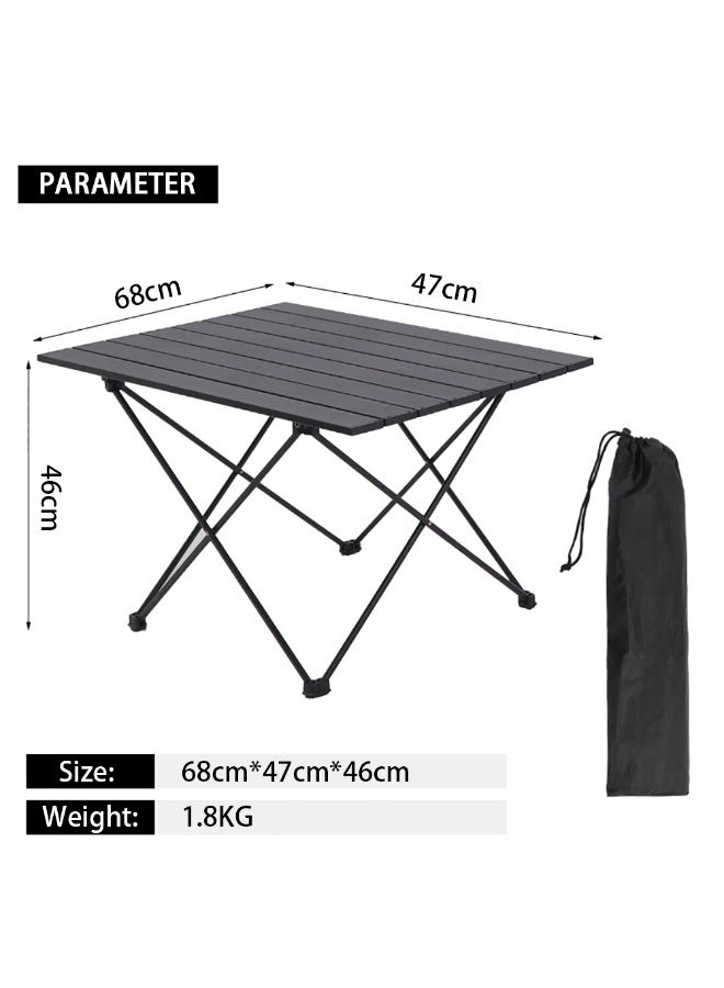 Generic Portable Camping Table, Small Folding Table with Aluminum Roll-up Top Foldable Frame & Carry Bag for Picnics, Cooking, Beach, Hiking, Fishing, 68 * 47 * 46cm, HG-5 (Black) - Image 2
