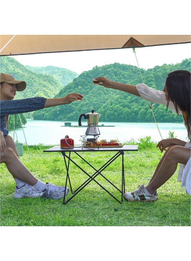 Generic Portable Camping Table, Small Folding Table with Aluminum Roll-up Top Foldable Frame & Carry Bag for Picnics, Cooking, Beach, Hiking, Fishing, 68 * 47 * 46cm, HG-5 (Black) - Image 5