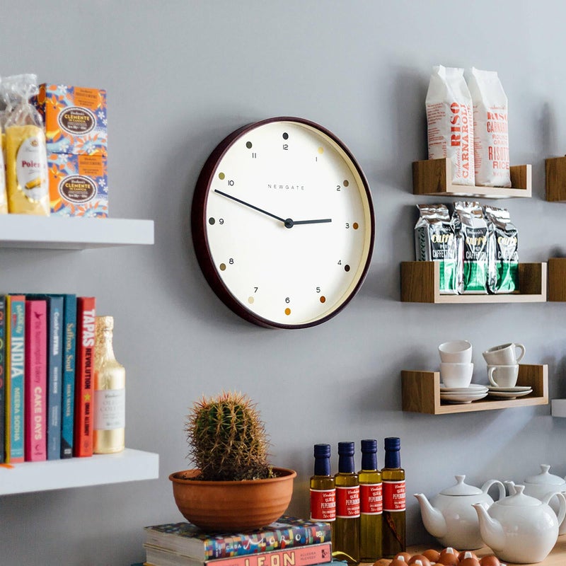 NEWGATEÂ® Mr Clarke Wall Clock | Large Scandi Inspired Plywood Clock | 40cm | Dark Wood case with Designer dot dial | Modern Minimalist Design for Kitchen, Living Room or Office - Image 5