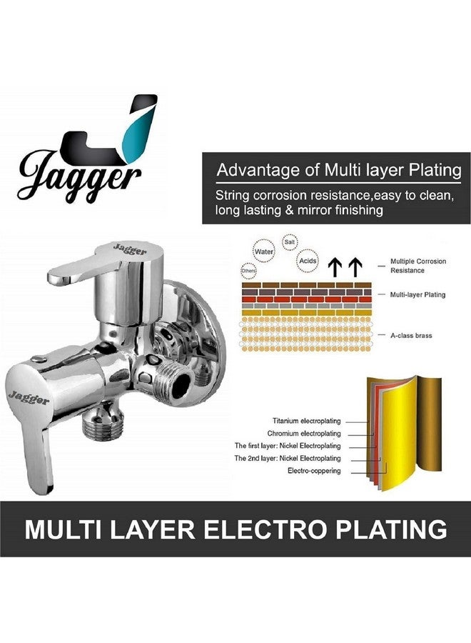 JAGGER صمام زاوية نحاسي 2 في 1 من JAGGER JAG125 للحمام/المرحاض مع حجم خيط 1/2 بوصة بما في ذلك شريط تفلون وفلانج حائط (مارك) - Image 3