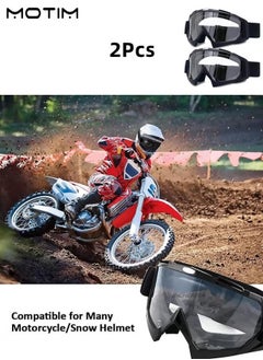 Motim 2 Pcs Motorcycle Goggles, Clear Dirt Bike/ATV Goggles, Windproof Motorcycle Goggles, Dust Proof Racing Goggles for Child Youth Teens Men and Women, Protective Gear  - Image 1
