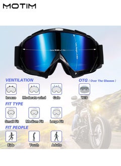Motim 2 Pcs Motorcycle Goggles, Clear Dirt Bike/ATV Goggles, Windproof Motorcycle Goggles, Dust Proof Racing Goggles for Child Youth Teens Men and Women, Protective Gear  - Image 2