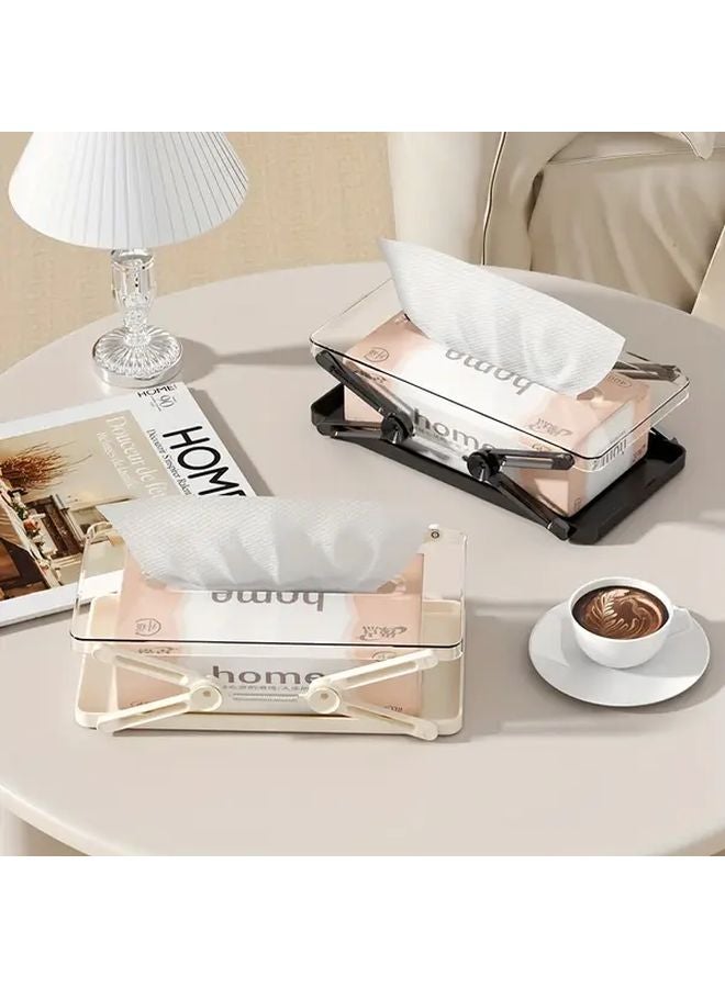 Transparent Modern Expandable Tissue Box Holder With Hinged Lid For Kitchen Bathroom - Image 5