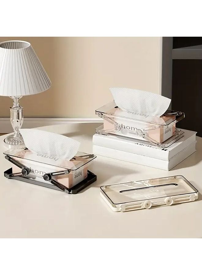 Transparent Modern Expandable Tissue Box Holder With Hinged Lid For Kitchen Bathroom - Image 3