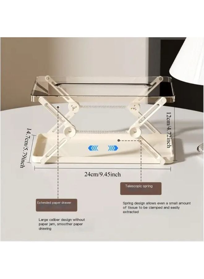 Transparent Modern Expandable Tissue Box Holder With Hinged Lid For Kitchen Bathroom - Image 4