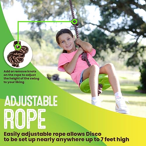 Swurfer Disco Tree Swing - Swing Sets for Backyard, Outdoor Swing, Swingset Outdoor for Kids, Easy Installation, Heavy Duty, Adjustable Climbing Rope, Weather Resistant, Up to 200lbs, Ages 6 and Up - Image 4