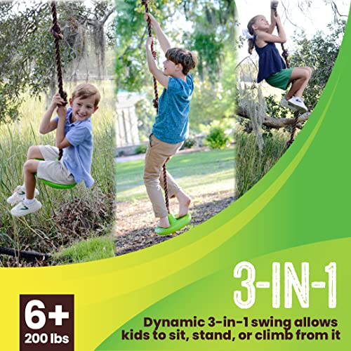 Swurfer Disco Tree Swing - Swing Sets for Backyard, Outdoor Swing, Swingset Outdoor for Kids, Easy Installation, Heavy Duty, Adjustable Climbing Rope, Weather Resistant, Up to 200lbs, Ages 6 and Up - Image 2