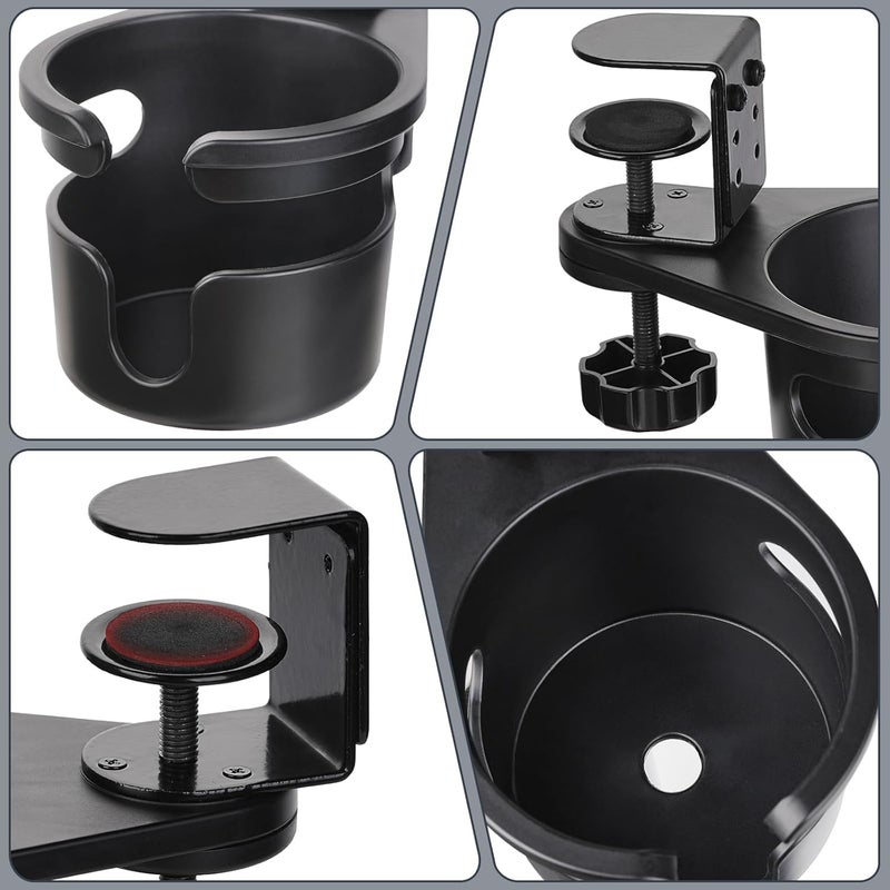 SYOSI حامل أكواب مكتبي، مشبك مضاد للتسرب لحامل المشروبات لكوب القهوة، قاعدة زجاجة ماء قابلة للدوران لمكتب المدرسة والمكتب، متوافق مع الأكواب والزجاجات والأكواب (أسود) - Image 2