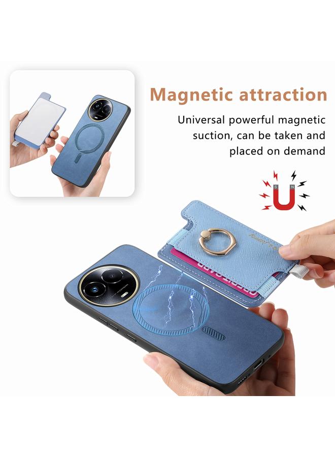 اس-توب جراب لهاتف Realme 11 5G Global Retro Magsafe Cross من الجلد مع حامل للبطاقات وحقيبة هاتف - Image 3