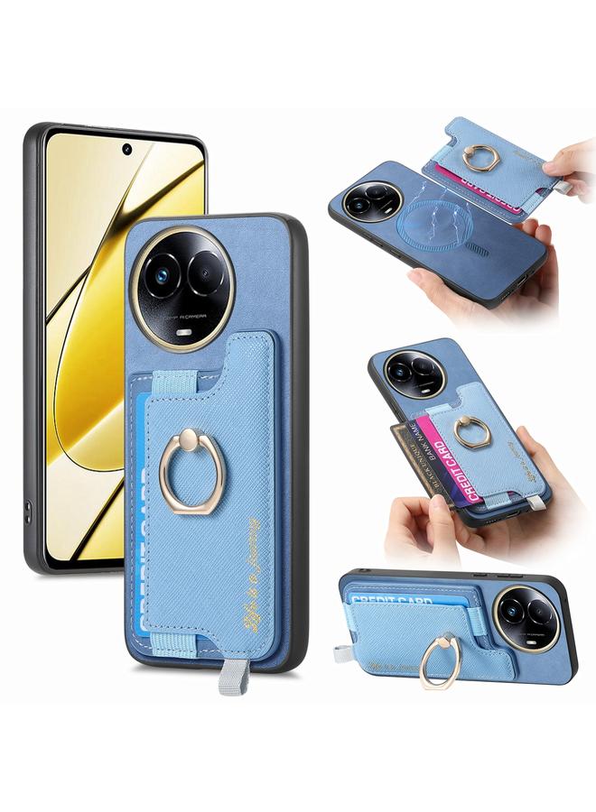 اس-توب جراب لهاتف Realme 11 5G Global Retro Magsafe Cross من الجلد مع حامل للبطاقات وحقيبة هاتف - Image 1