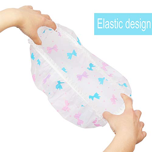 Pengxiaomei Shower Caps, 3 Pcs Waterproof Bath Caps Plastic Reusable Shower Caps Elastic Band Bath Hair Hat for Women Ladies Spa Salon - Image 4