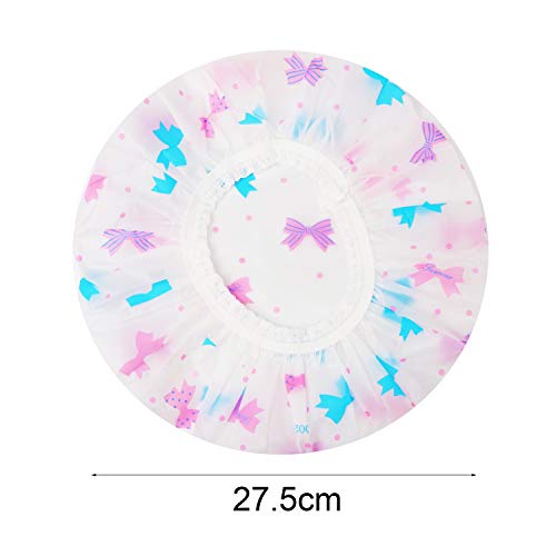 Pengxiaomei Shower Caps, 3 Pcs Waterproof Bath Caps Plastic Reusable Shower Caps Elastic Band Bath Hair Hat for Women Ladies Spa Salon - Image 3