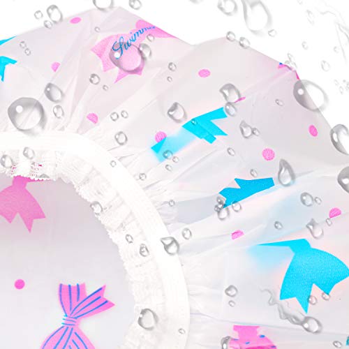 Pengxiaomei Shower Caps, 3 Pcs Waterproof Bath Caps Plastic Reusable Shower Caps Elastic Band Bath Hair Hat for Women Ladies Spa Salon - Image 2