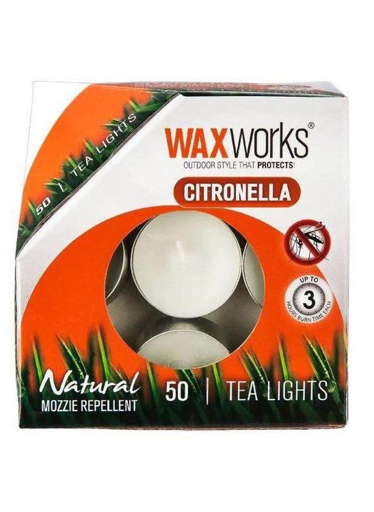 Waxworks - Natural Mosquito Repellent Tea Lights 50 Pcs - Image 1