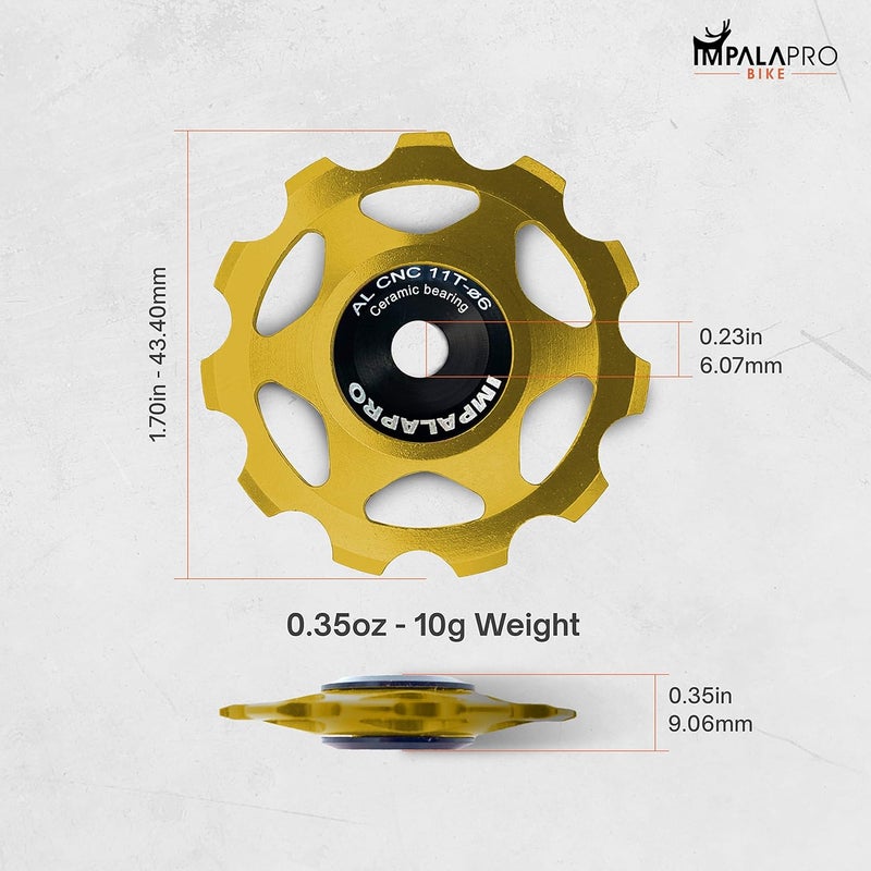 IMPALAPRO Bike Set of 2 Ceramic Jockey Wheels 11t - Derailleur Pulley - Shimano Jockey Wheels 11 Speed - Sram Pulley - Image 4