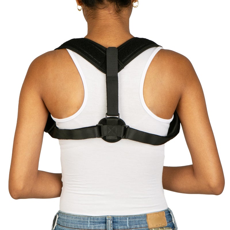 Mind Reader Posture Corrector, Adjustable Clavicle Brace, Lightweight, Posture Support, Nylon, 14"L x 4.25"W x 11.5"H, Black - Image 1