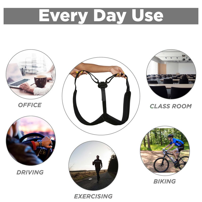 Mind Reader Posture Corrector, Adjustable Clavicle Brace, Lightweight, Posture Support, Nylon, 14"L x 4.25"W x 11.5"H, Black - Image 4