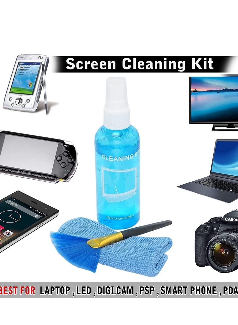 طقم تنظيف شاشة LCD مع قطعة قماش من الألياف الدقيقة وفرشاة ناعمة ومحلول تنظيف - لعدسات الكاميرا والكمبيوتر المحمول والمنظار والتلفزيون والشاشة والجهاز اللوحي والإلكترونيات - منظف مضاد للكهرباء الساكنة خالٍ من الخطوط - Image 4