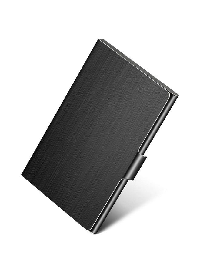 MaxGear Metal Business Card Holder For Men & Women, Professional Stainless Steel Card Case For Business Cards, Slim Purse Name Card Holders With Interior Lining, Buckle Style Shut, Black  - Image 1