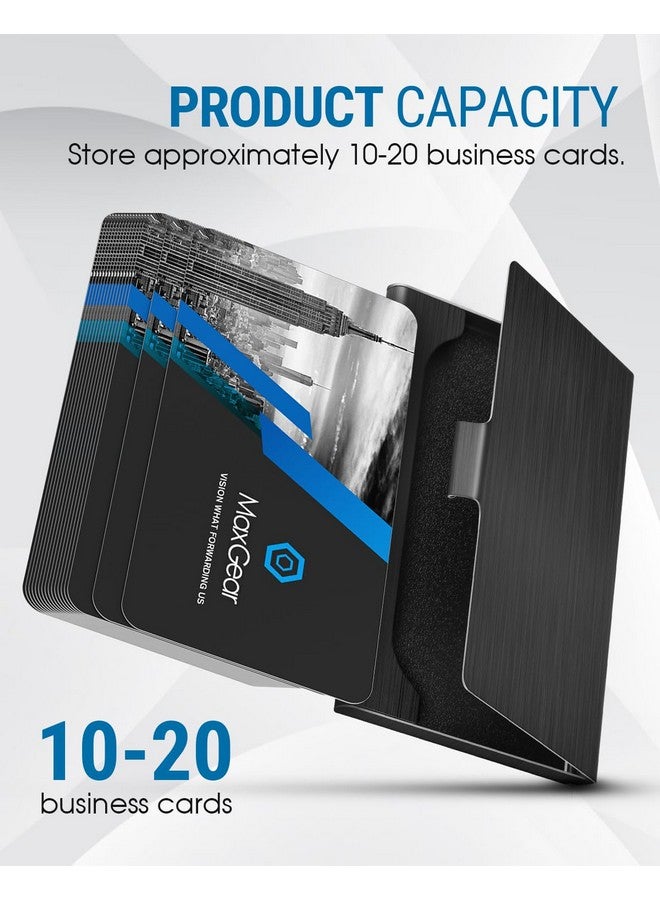 MaxGear Metal Business Card Holder For Men & Women, Professional Stainless Steel Card Case For Business Cards, Slim Purse Name Card Holders With Interior Lining, Buckle Style Shut, Black  - Image 3