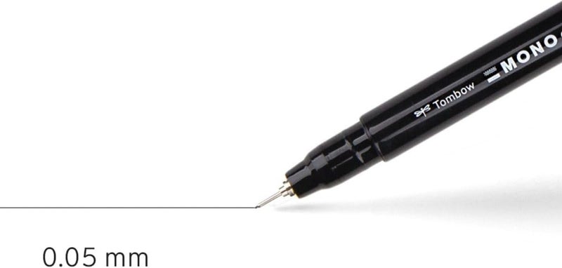 تومباو قلم الرسم Tombow Fineliner MONO، عرض الخط 005 (حوالي 0.20 مم)، حبر صبغي، مقاوم للماء والضوء، للرسم التخطيطي والتوضيح والرسم، أسود، WS-EFL-H-005 - Image 2