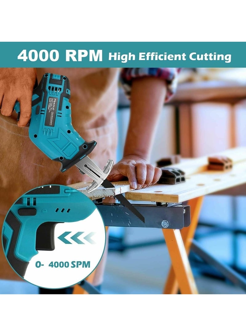 AROAQ Universal 21V Power Tools Cordless Reciprocating Saw Combo Kit with 2pcs Batteries and One Charger, 4 Saw Blades for Wood/Metal/PVC Pipe Cutting - Image 2