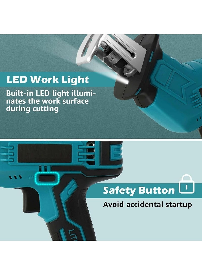 AROAQ Universal 21V Power Tools Cordless Reciprocating Saw Combo Kit with 2pcs Batteries and One Charger, 4 Saw Blades for Wood/Metal/PVC Pipe Cutting - Image 4