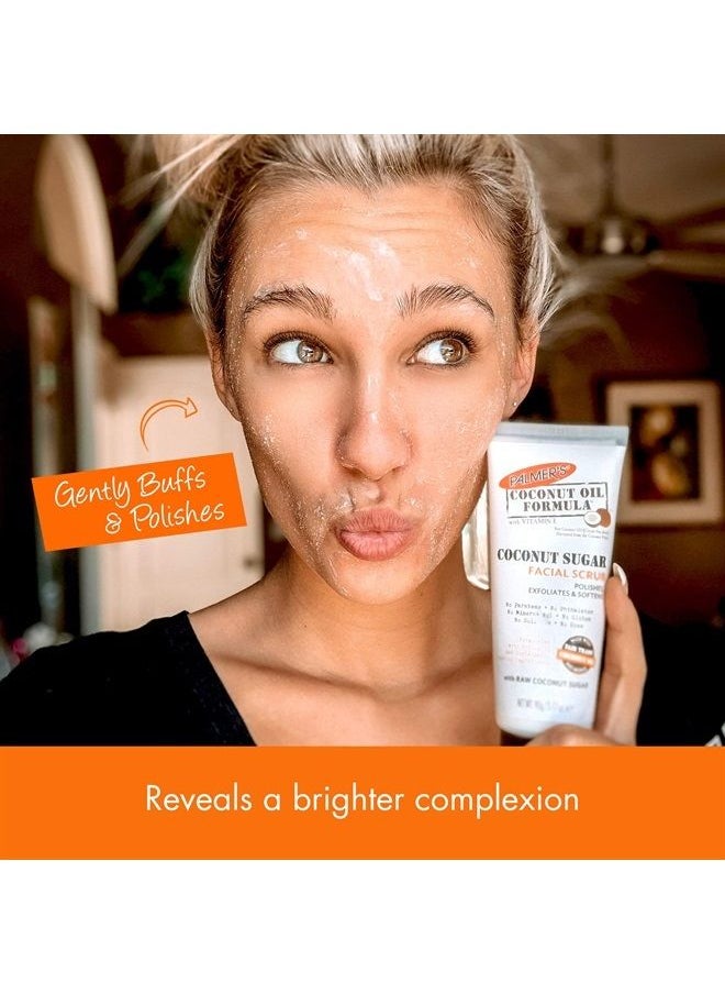 PALMER'S - Coconut Oil Formula Coconut Sugar Facial Scrub Exfoliator, Face Scrub to Gently Exfoliate Away Dirt and Dead Skin Cells with Chamomile to Soften & Calm, 3.17 Ounces (Pack of 1) - Image 1