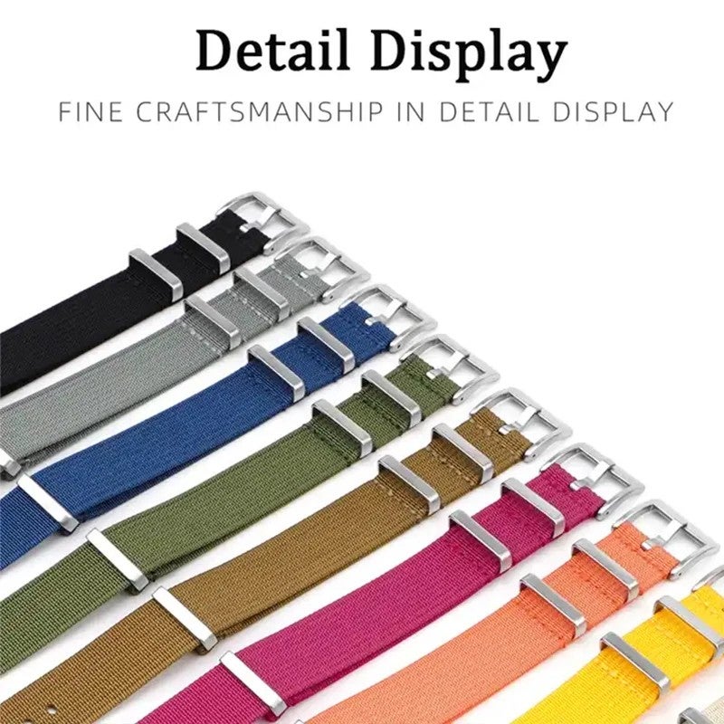 Bluejw 18mm 20mm 22mm 24mm Single Pass Bond Braided Ribbed Nylon Watch Strap – Replaceable Canvas Smart Watch Band for Apple Watch & Other Wristwatches - Image 5