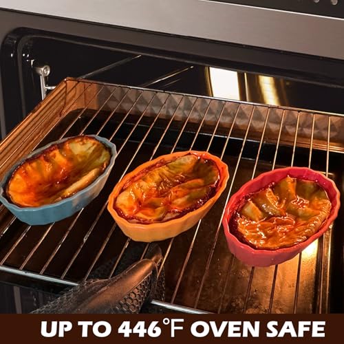 Koluti 4oz Oval Silicone Ramekins set of 6, Oven Safe Creme Brulee Dishes, Mini Souffle Pudding Quiche Baking Pan, Dessert Dipping Sauce Bowls, BPA Free, Microwave & Freezer & Dishwasher Safe - Image 3