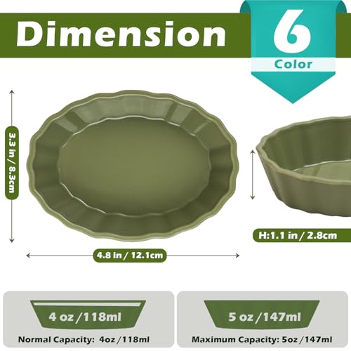 Koluti 4oz Oval Silicone Ramekins set of 6, Oven Safe Creme Brulee Dishes, Mini Souffle Pudding Quiche Baking Pan, Dessert Dipping Sauce Bowls, BPA Free, Microwave & Freezer & Dishwasher Safe - Image 2
