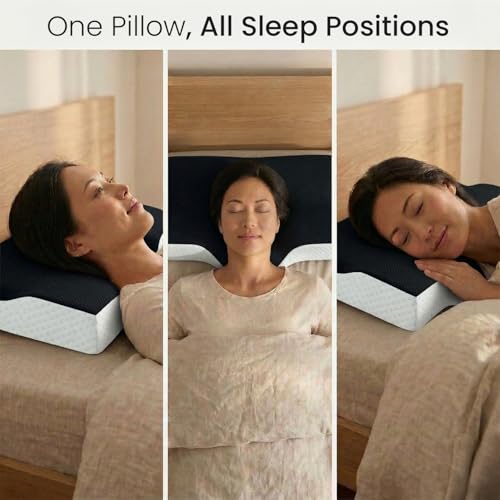 Sleepsia Cervical Pillow for Neck Pain & Shoulder Pain Relief | 1-Year Warranty| Orthopedic Memory Foam Pillow, Cervical Pillow, Spondylitis-Ortho Neck Support Medical Pillow (Black/White, Pack of 1) - Image 4