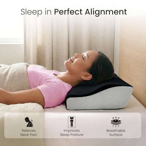 Sleepsia Cervical Pillow for Neck Pain & Shoulder Pain Relief | 1-Year Warranty| Orthopedic Memory Foam Pillow, Cervical Pillow, Spondylitis-Ortho Neck Support Medical Pillow (Black/White, Pack of 1) - Image 5