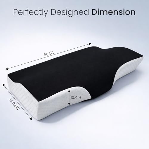 Sleepsia Cervical Pillow for Neck Pain & Shoulder Pain Relief | 1-Year Warranty| Orthopedic Memory Foam Pillow, Cervical Pillow, Spondylitis-Ortho Neck Support Medical Pillow (Black/White, Pack of 1) - Image 2