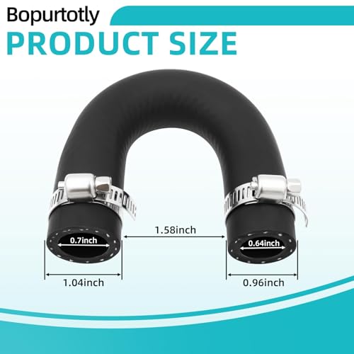 Bopurtotly 551699 Heater Core Bypass Hose Coolant Crossover Loop, -40°F to 257°F Temperature Resistant,without hardening or failure,5/8" & 3/4" with 2 Pack Stainless Steel Clamps for LS LT Engines - Image 2