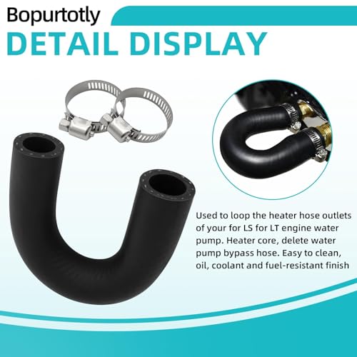 Bopurtotly 551699 Heater Core Bypass Hose Coolant Crossover Loop, -40°F to 257°F Temperature Resistant,without hardening or failure,5/8" & 3/4" with 2 Pack Stainless Steel Clamps for LS LT Engines - Image 3