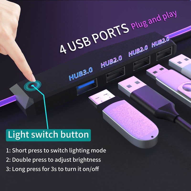 TIDALSOIL RGB Large Gaming Mouse Pad with 4Port USB Hub and 13Lighting Modes, Computer Keyboard Mouse Pad, Oversize Anti-Slip Rubber Base Mouse Mat for Computer PC Games (31.5 x 11.81 in Black,0.15in Thick) - Image 3
