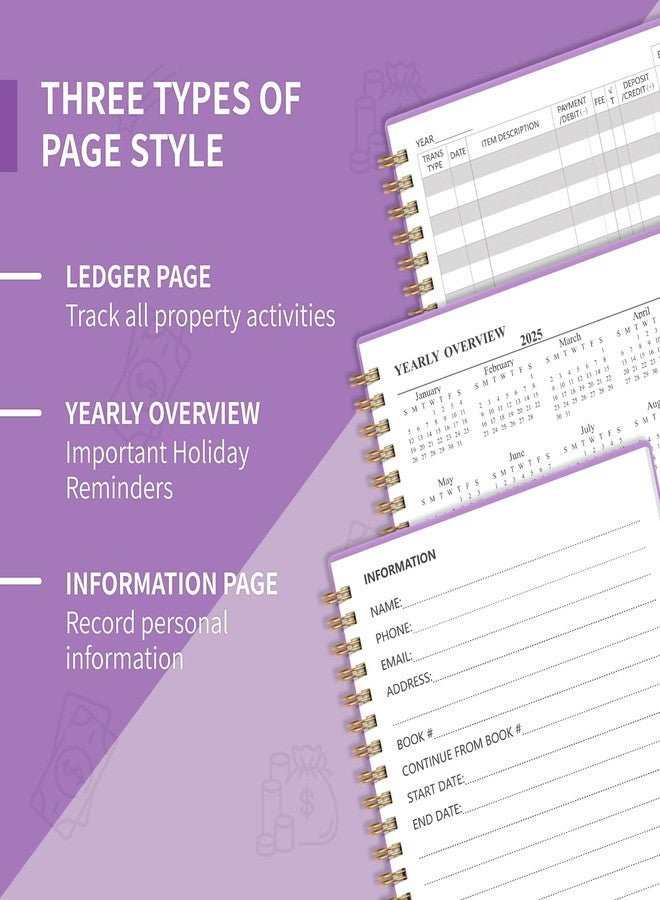 Blugool Accounting Ledger Book for Small Business Bookkeeping & Personal Use, Expense Tracker Notebook for Family Budget, Bookkeeping Record Book, Income and Expense Log Book - 8.4" x 6.1" (Purple) - Image 4