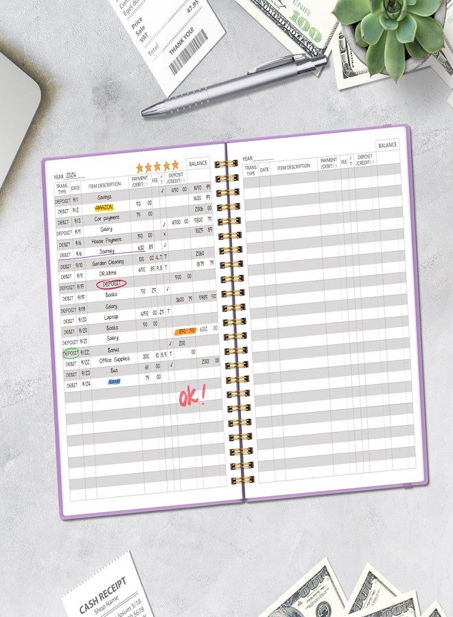 Blugool Accounting Ledger Book for Small Business Bookkeeping & Personal Use, Expense Tracker Notebook for Family Budget, Bookkeeping Record Book, Income and Expense Log Book - 8.4" x 6.1" (Purple) - Image 5