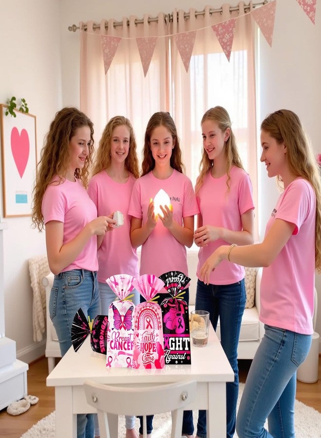 HOWAF 100pcs Breast Cancer Awareness Cellophane Gift Bags, Black Pink Ribbon Treat Candy Goodie Bags with Twist Ties for Women Breast Cancer Awareness Party Supplies Pink Ribbon Gift Wrapping - Image 5