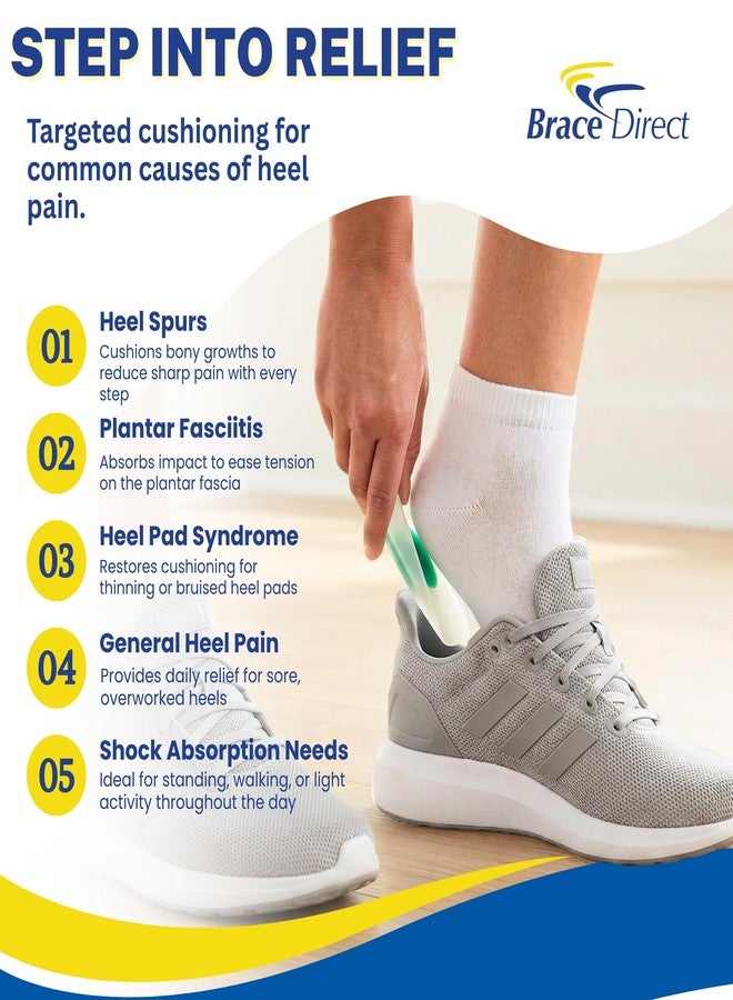 براس دايركت واقيات كعب سيليكون جرين ريليف من بريس دايركت - حشوات كعب ماصة للصدمات لعلاج التهاب اللفافة الأخمصية، ونتوءات الكعب، وآلام وتر أخيل - زوج واحد (مقاسات من S إلى XL) L3485 - Image 2