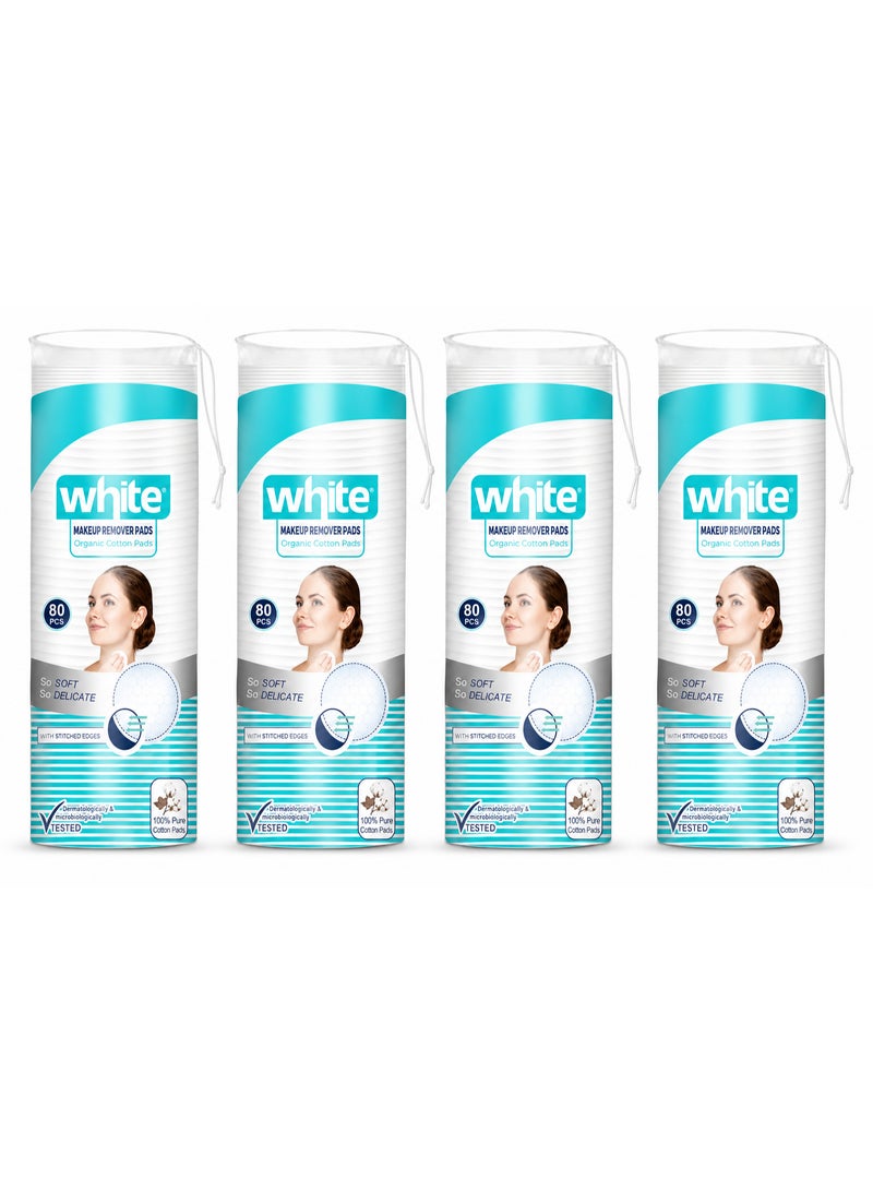 White 4-in-1 Makeup Remover Cotton Pads, 80 pieces x 4 for 320 pieces - Image 1