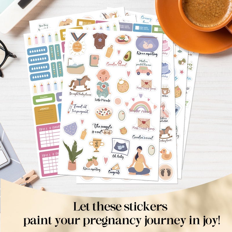 BIROYAL Baby Scrapbook Supplies - Baby Scrapbook Stickers - 12 Sheets/590+ Sticker - 6.7" x 9.5" - New Pregnancy & Baby's First Year Planner Sticker for Scrapbooking - Pregnancy Stickers for Scrapbooking - Image 4